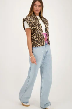 Panterprint Gilet Met Roze Strikje