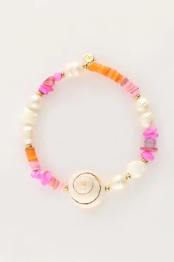 Parelarmband Met Roze Kralen En Schelp
