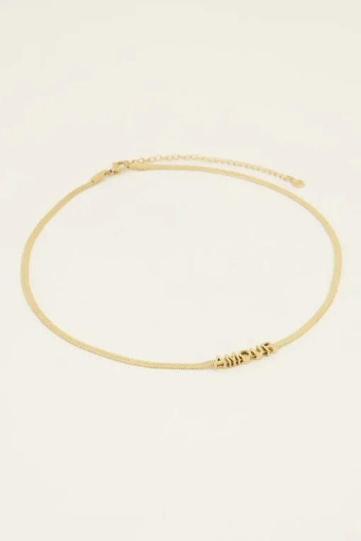 Platte Schakelketting Met Amour Tekst