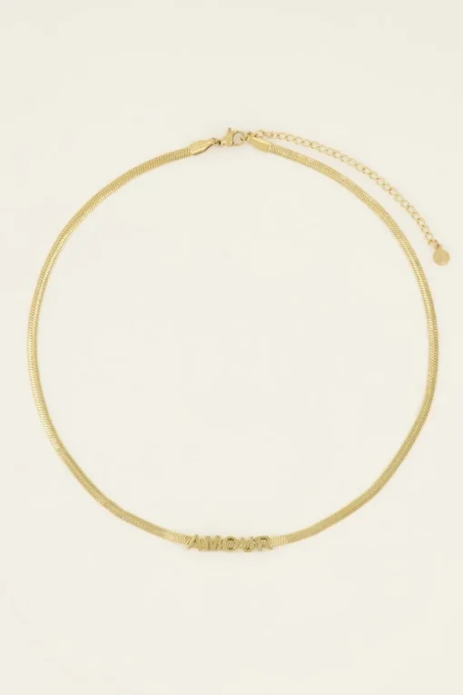 Platte Schakelketting Met Amour Tekst