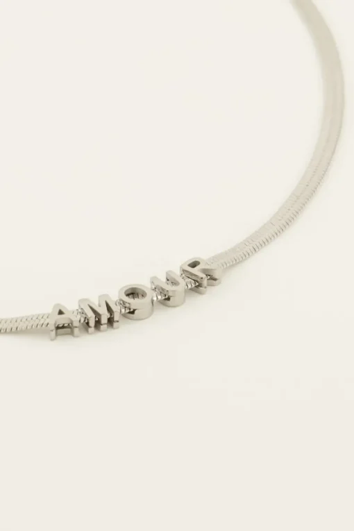 Platte Schakelketting Met Amour Tekst