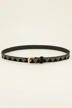 Riem Met Zilveren Studs En Goudkleurige Gesp