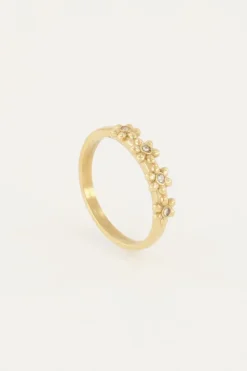 Ring Met Bloemen & Steentjes