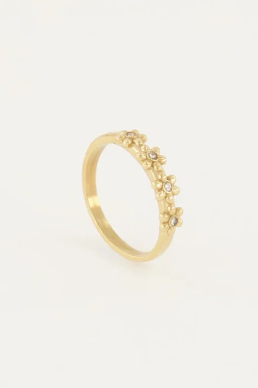 Ring Met Bloemen & Steentjes