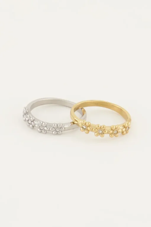 Ring Met Bloemen & Steentjes
