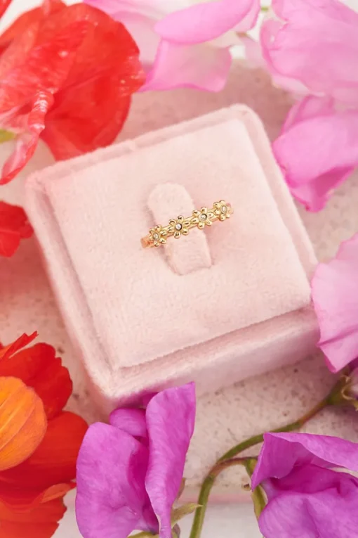 Ring Met Bloemen & Steentjes