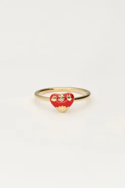 Ring Met Rood Vintage Hart