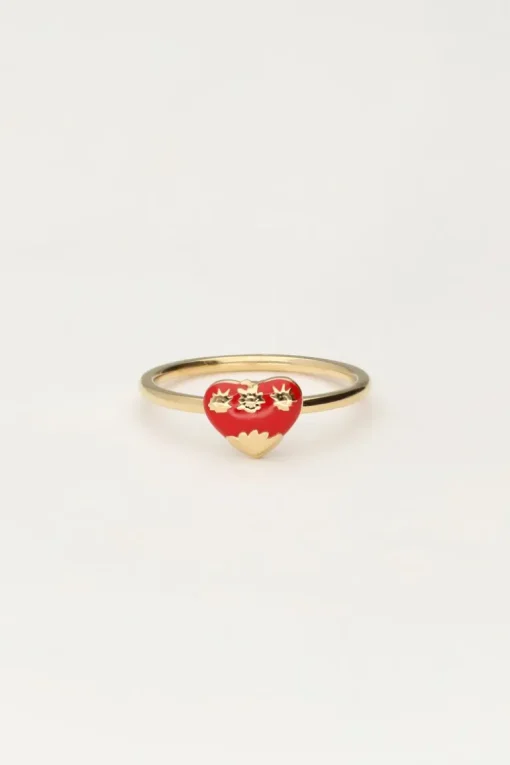 Ring Met Rood Vintage Hart
