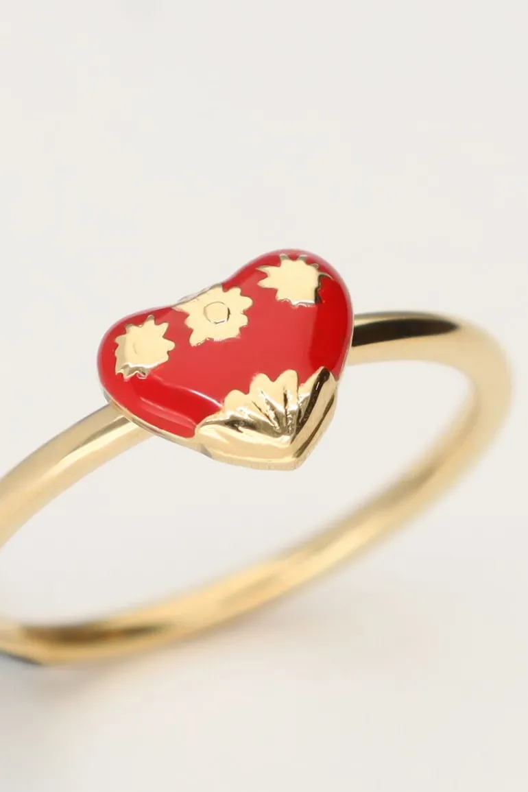 Ring Met Rood Vintage Hart