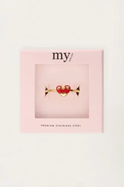 Ring Met Rood Vintage Hart