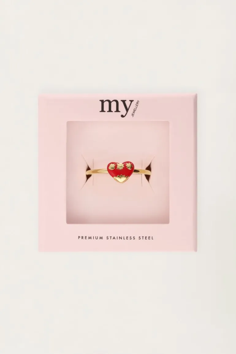 Ring Met Rood Vintage Hart