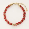 Rode Gevlochten Armband Met Bedel