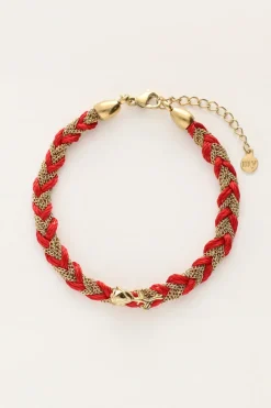 Rode Gevlochten Armband Met Bedel