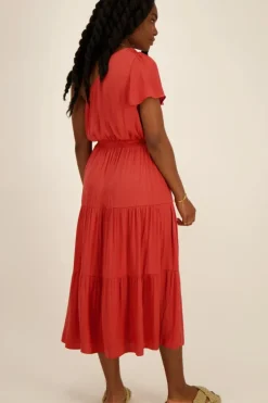 Rode Maxi Jurk One Shoulder