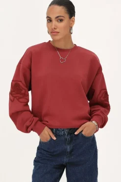 Rode Sweater Met Embroidery