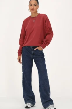 Rode Sweater Met Embroidery