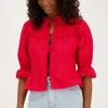 Rode Top Met Strikjes En Broderie