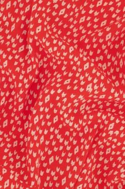 Rode Wikkeljurk Met Gevlekte Print