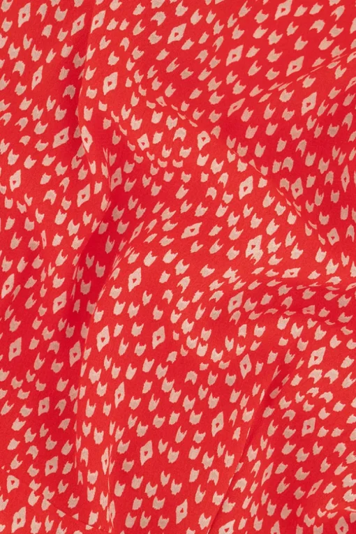 Rode Wikkeljurk Met Gevlekte Print