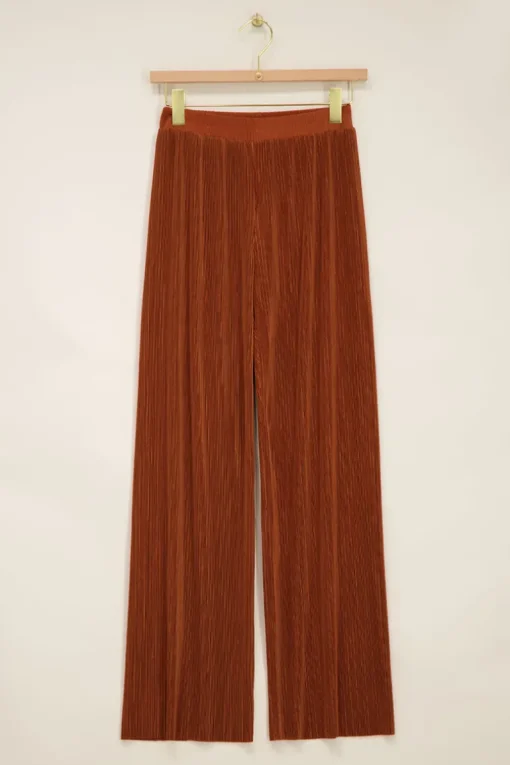 Roestkleurige Plissé Broek