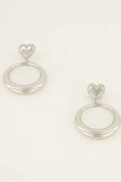 Ronde Statement Oorbellen Met Hart