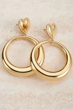 Ronde Statement Oorbellen Met Hart