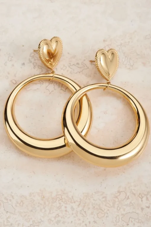 Ronde Statement Oorbellen Met Hart