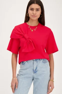 Rood T-shirt Met Strik