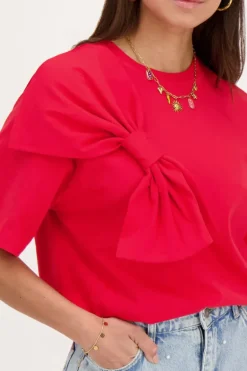 Rood T-shirt Met Strik