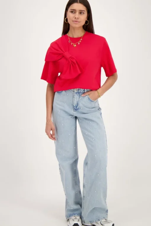 Rood T-shirt Met Strik