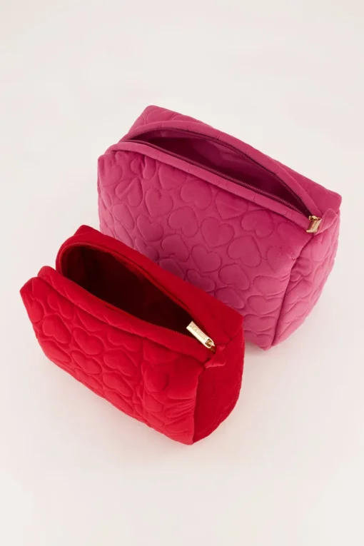 Roze En Rode Toilettassen Set Met Hartjes