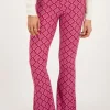 Roze Flared Broek Met Ikat Print