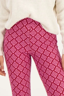 Roze Flared Broek Met Ikat Print