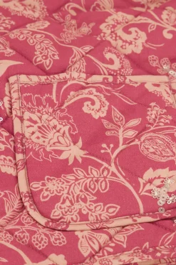 Roze Gewatteerd Gilet Met Bloemen