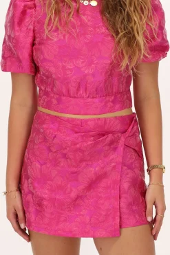 Roze Jacquard Skort Met Overslag