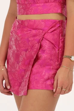 Roze Jacquard Skort Met Overslag