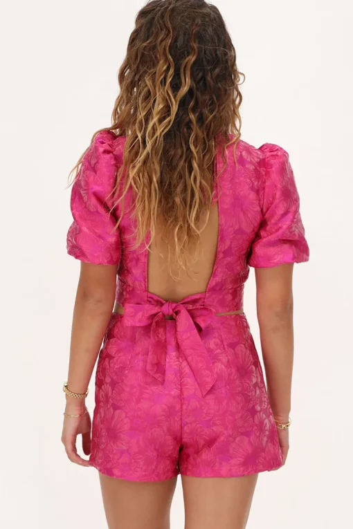 Roze Jacquard Skort Met Overslag
