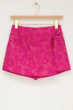 Roze Jacquard Skort Met Overslag
