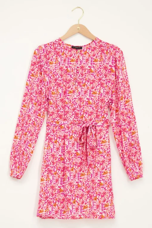 Roze Jurk Met Bloemenprint & Ballonmouwen