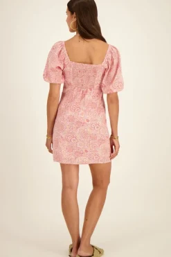 Roze Jurk Met Paisley Print & Pofmouw