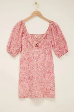 Roze Jurk Met Paisley Print & Pofmouw
