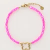 Roze Kralen Armband Met Klaver