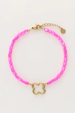 Roze Kralen Armband Met Klaver