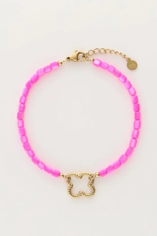 Roze Kralen Armband Met Klaver