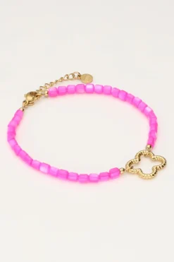 Roze Kralen Armband Met Klaver