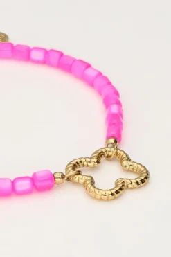 Roze Kralen Armband Met Klaver
