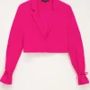Roze Linnen Look Blazer Cropped