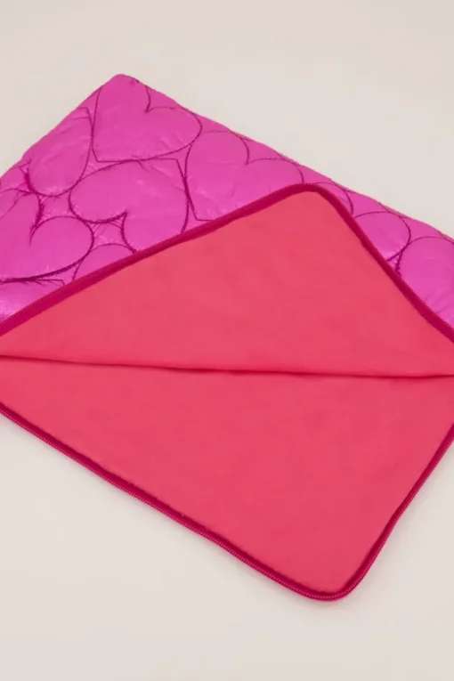 Roze Metallic Laptop Hoes Met Hartjes Patroon