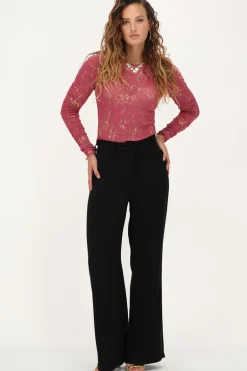 Roze Metallic Top Met Gedrapeerde Mouw