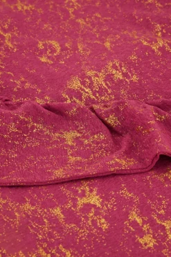 Roze Metallic Top Met Gedrapeerde Mouw